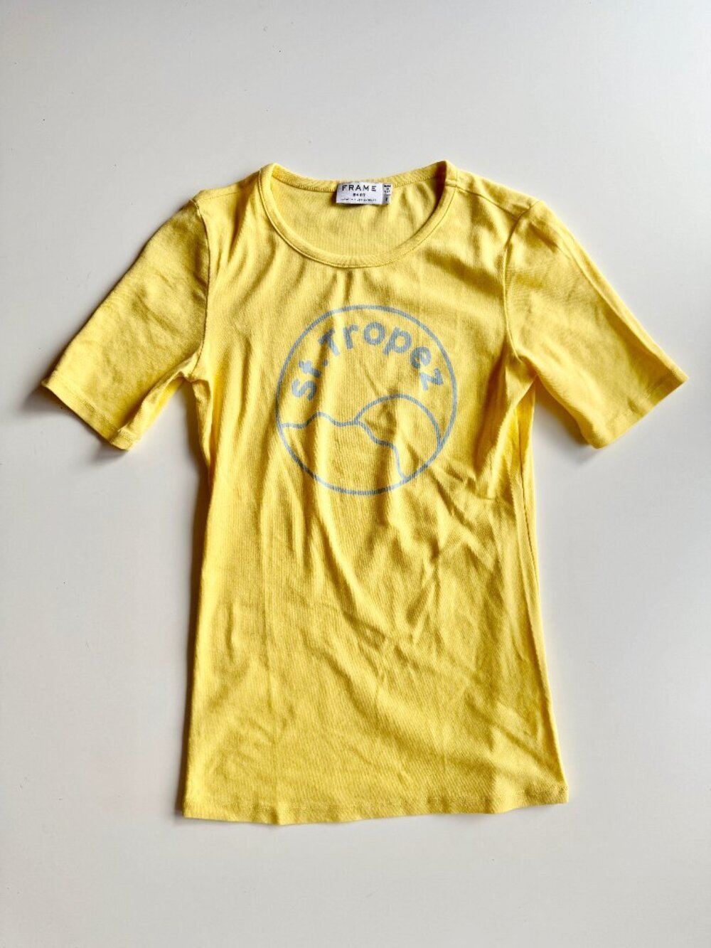 FRAME St. Tropez Canary Yellow Supima Cotton Jersey Slim Fit T-Shirt, Size S